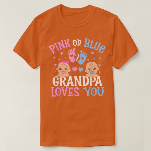 T-shirt Rose Ou Bleu Genre Révéler Grand-Père Vous Aime (Design devant)