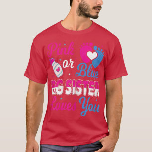 T-shirt Rose ou Bleu Grande Soeur vous aime Bébé Genre Rév