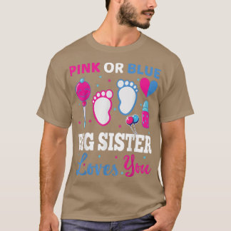 T-shirt Rose ou Bleu Grande Soeur vous aime Bébé Genre Rév