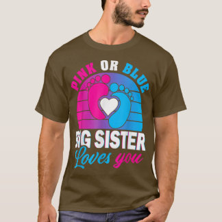 T-shirt Rose Ou Bleu Grande Soeur Vous Aime Genre Révéler 