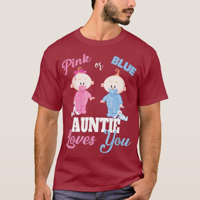 T-shirt Rose ou Bleu La tante aime la révélation You-Genre (Devant)