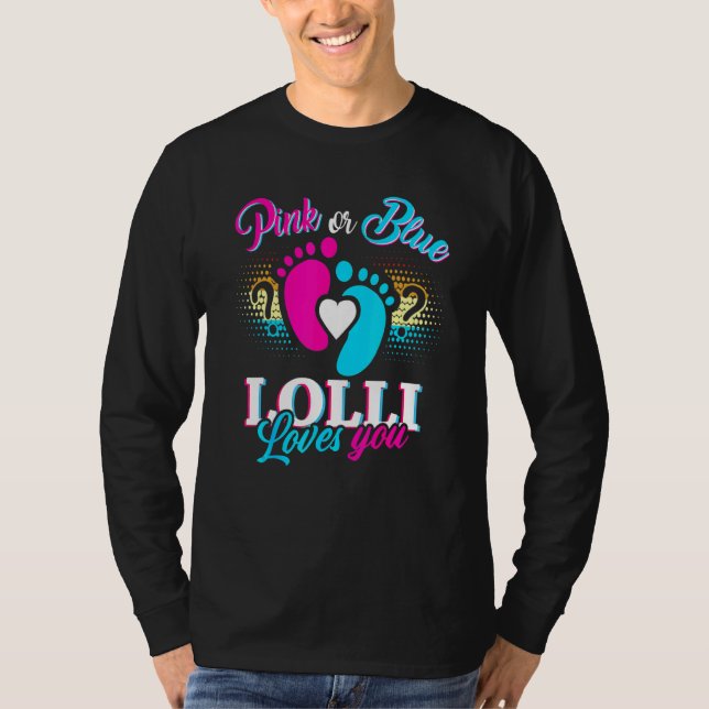 T-shirt Rose Ou Bleu Lolli Vous Aime Genre Révéler Bébé (Devant)