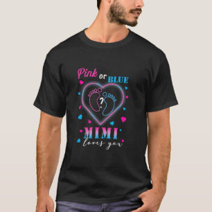 T-shirt Rose Ou Bleu Mimi Vous Aime Bébé Genre Révéler Pou