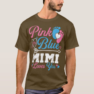 T-shirt Rose Ou Bleu Mimi Vous Aime Genre Reveal Baby Par