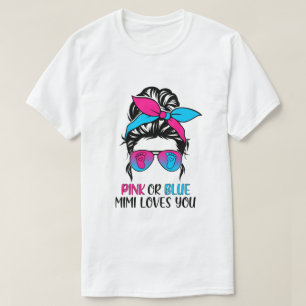 T-shirt Rose Ou Bleu Mimi Vous Aime Genre Révéler Cheveux 