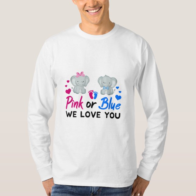 T-shirt Rose ou bleu Nous t'aimons Maman Papa Bébé Genre R (Devant)
