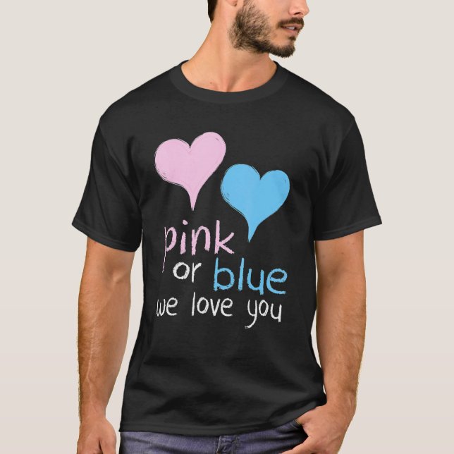 T-shirt Rose Ou Bleu Nous Vous Aimons Baby shower Genre Ré (Devant)