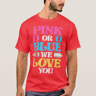 T-shirt Rose ou Bleu On T'aime Bébé Annonce Genre