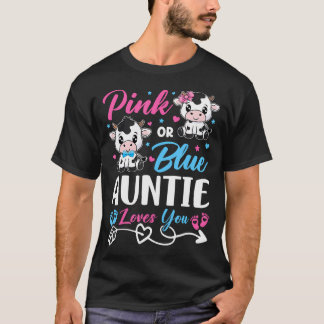 T-shirt Rose Ou Bleu Tante Aime Votre Vache Bébé Genre Rév