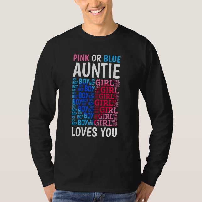 T-shirt Rose Ou Bleu Tante Vous Aime Genre Révéler Bébé S (Devant)