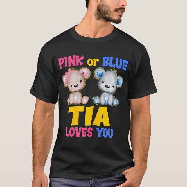 T-shirt Rose Ou Bleu Tia Vous Aime Baby shower Genre Réve (Devant)