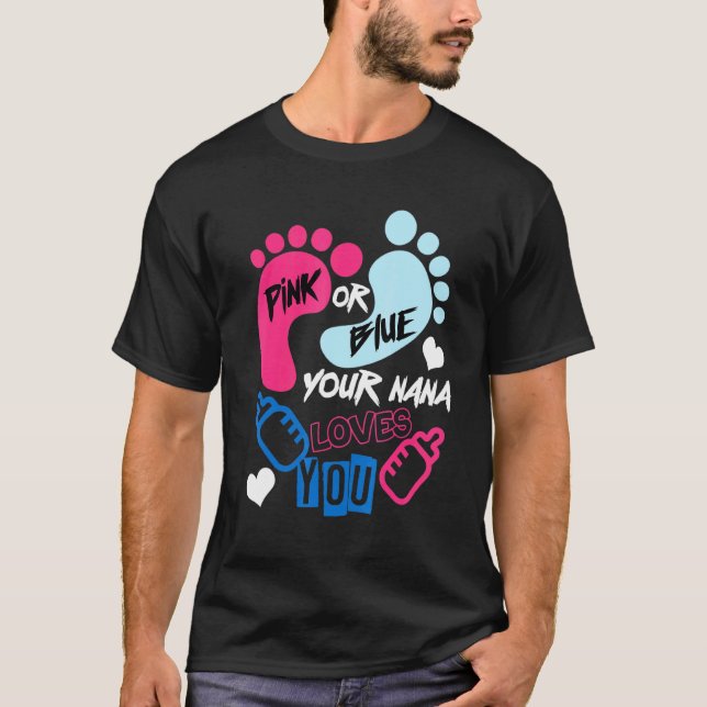 T-shirt Rose ou Bleu votre Nana vous aime Genre révéler (Devant)