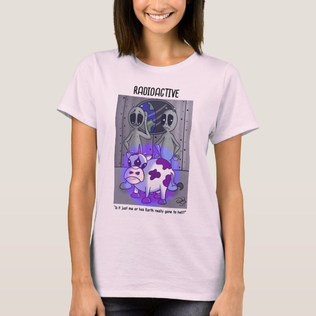 T-shirt rose pâle féminin radioactif (Devant)