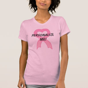T-shirt rose personnalisé de T-shirt de coeur de