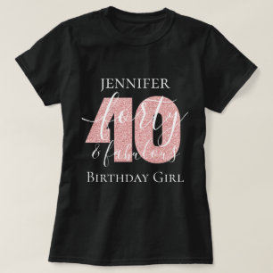 T-shirt Rose personnalisé Gold Forty Fab Parties scintill