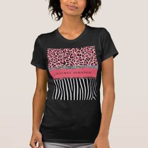 T-shirt Rose Poudré Féminin Paillettes Imprimé Léopard Cri