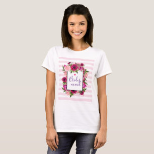 T-shirt Rose rose et bouquet de fleurs de pavot