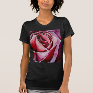 T-shirt Rose Rose macro fleurs aquarelle art abstrait
