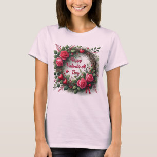 T-shirt Rose rose Rouge Coeur Saint Valentin