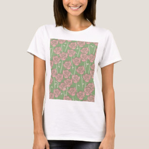 T-shirt Rose rose verte Retro Y2K les années 70 Motif de f