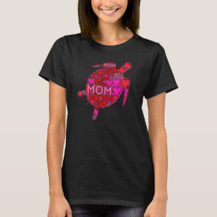 T-shirt Rose Rouge Coeur Aimer Maman Mignonne Tortue de me
