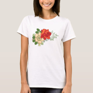 T-shirt Rose rouge et marguerites