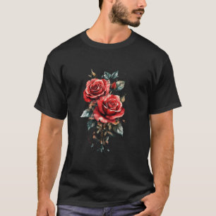 T-shirt Rose rouge fleur botaniste jardin jardinage fleur