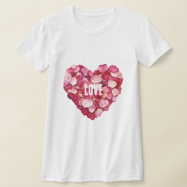 T-shirt Rose rouge pétales Floral Amour (Poser)