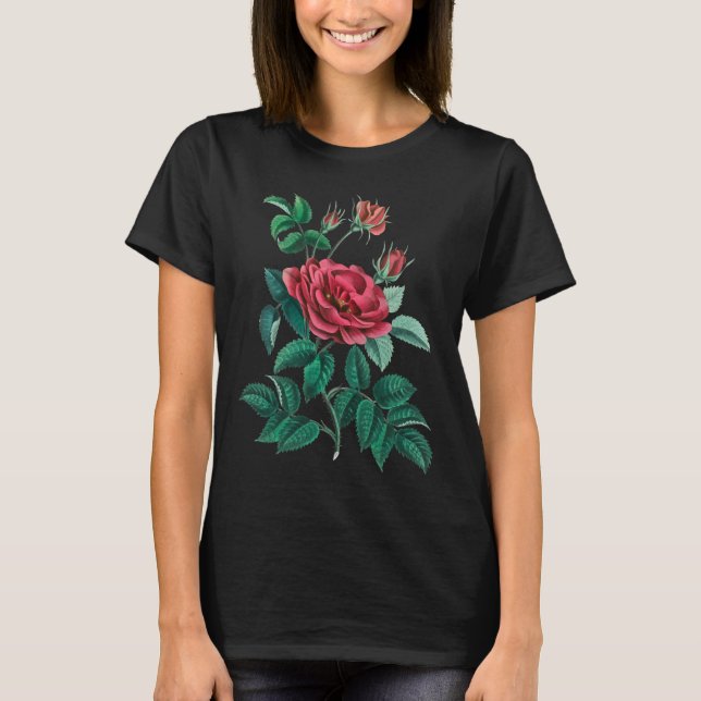 T-shirt Rose rouge vintage (Devant)