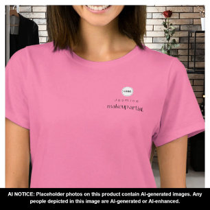 T-shirt Rose Simple Employée Nom Votre Logo Maquilleuse