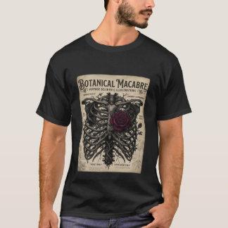 T-shirt Rose squelettique gothique macabre botanique