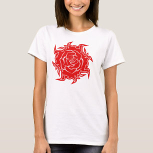 T-shirt Rose tribal en Débardeur rouge et blanc