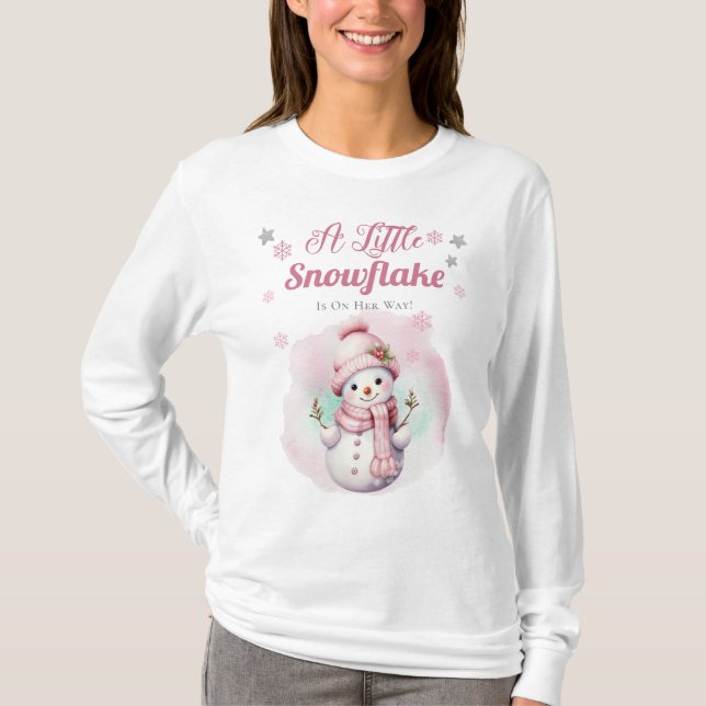 T-shirt Rose Un Petit Feu De Neige | Baby shower Fille de  (Devant)