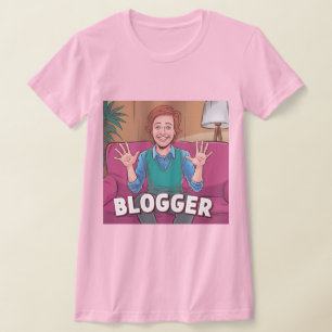 T-shirt rose, une blogueuse