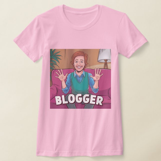 T-shirt rose, une blogueuse (Poser)