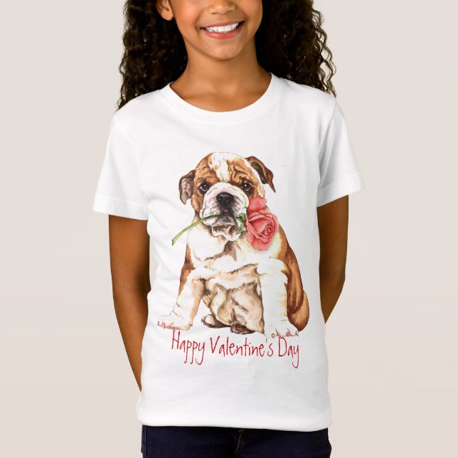T-Shirt Rose Valentine Bulldog (Devant)