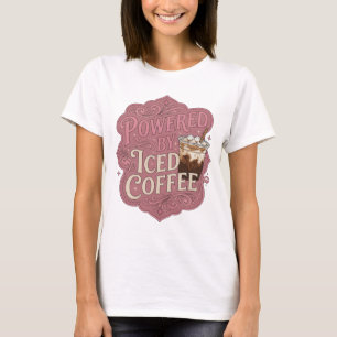 T-shirt Rose vif POWERED BY ICED COFFEE Conception personn