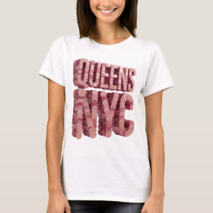 T-shirt Rose vif QUEENS NYC Impression