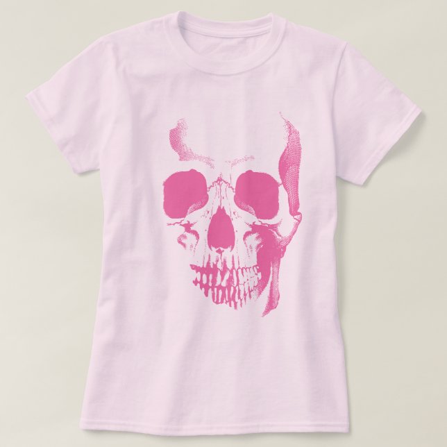 T-shirt rose visage crâne (Design devant)