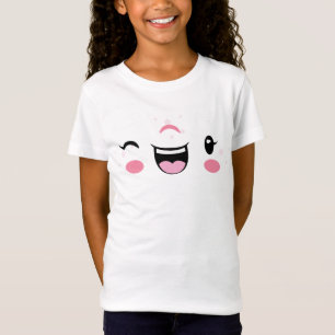 T-Shirt Rose Winking Kawaii Visage Enfants Vêtements