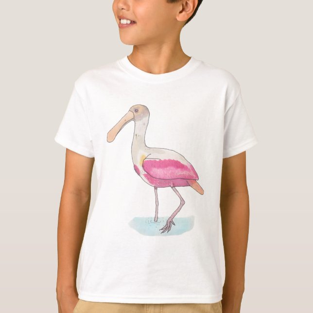 T-shirt Roseate Spoonbill oiseaux espèces aquarelle art (Devant)