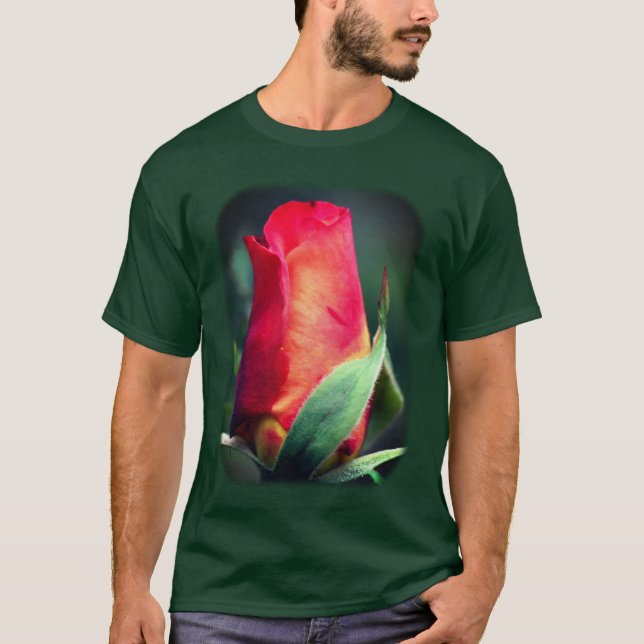 T-shirt Rosebud jaune rouge nature florale (Devant)