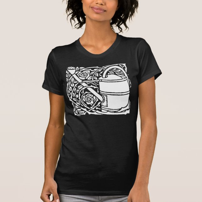 T-shirt Roses Art nouveau et canettes d'eau (Devant)