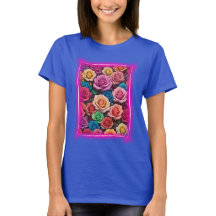 Roses colorés avec cadre violet