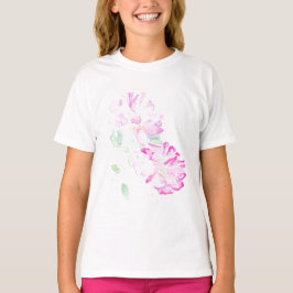 T-shirt Roses d'aquarelle rose bâton