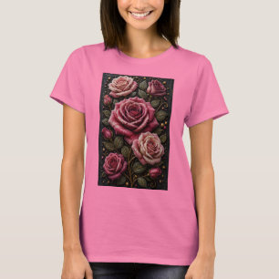 T-shirt Roses Éternelles en Micro Mosaïque 3D