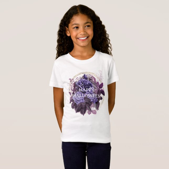T-Shirt Roses gothiques violets d'Halloween (Devant entier)