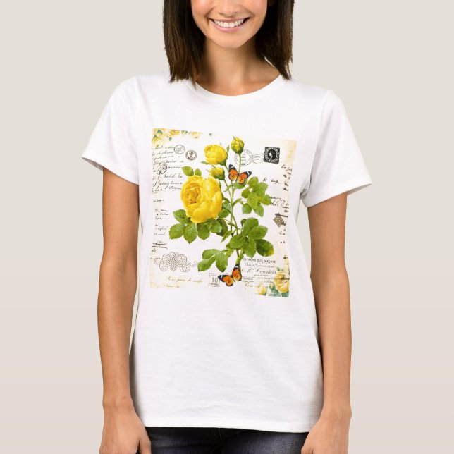 T-shirt Roses jaunes vintages (Devant)