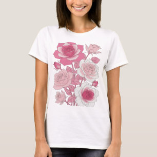 T-shirt Roses roses grises PINK audacieuses