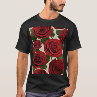 T-shirt Roses rouges : Arrière - plan floral sans couture
